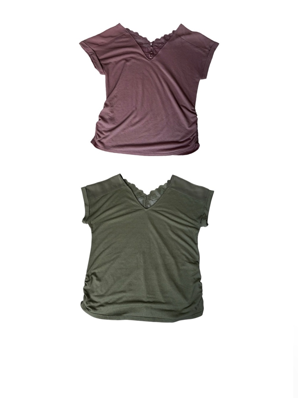 Bundle of 2 Maternity Blouses - Mauve and Olive XL/1X